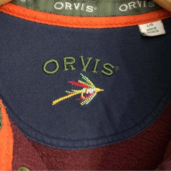 Orvis Men’s 1/4 zip Pullover Sweater Fleece Lined Burgundy GUC size L - Picture 8 of 11
